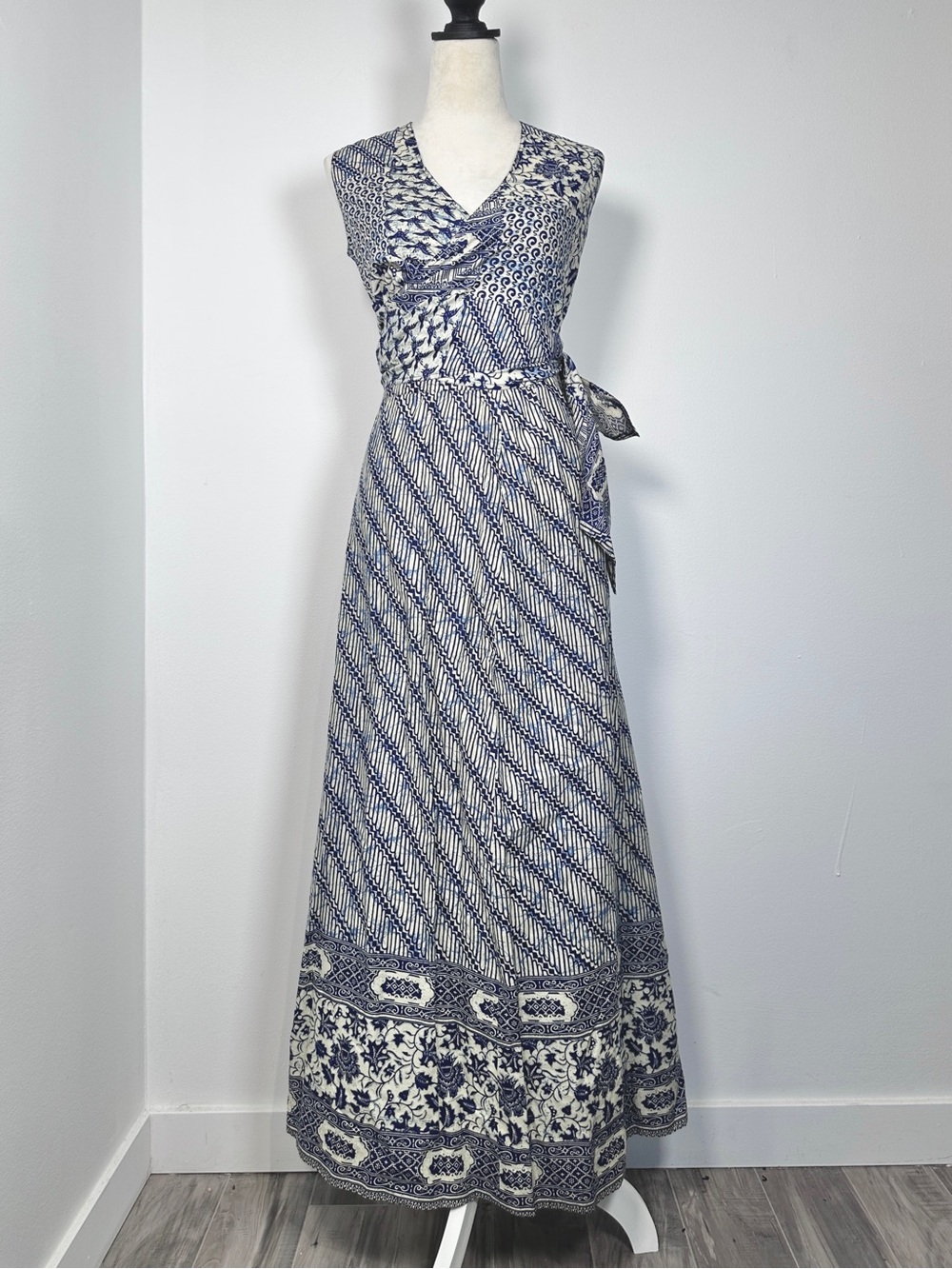 Batik Print Cotton Two Piece Maxi Skirt Wrap Set - Made in US